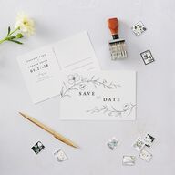 Graceful Botanical Save The Date Postcards Shadow Gray