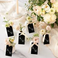 Monogram Slant Foil Favor Gift Tags Gold Licorice Signature