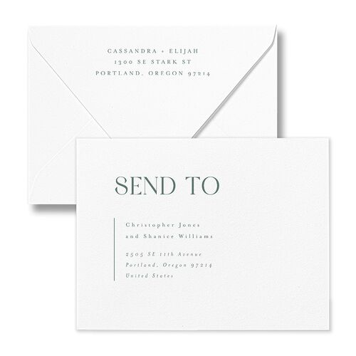 Triptych Photo Save the Date Magnet Euro Envelopes White Eucalyptus Return Address Luxe Signature