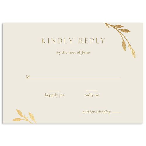 Gilded Sprigs Foil Wedding Response Cards Gold Biscotti Signature Standard