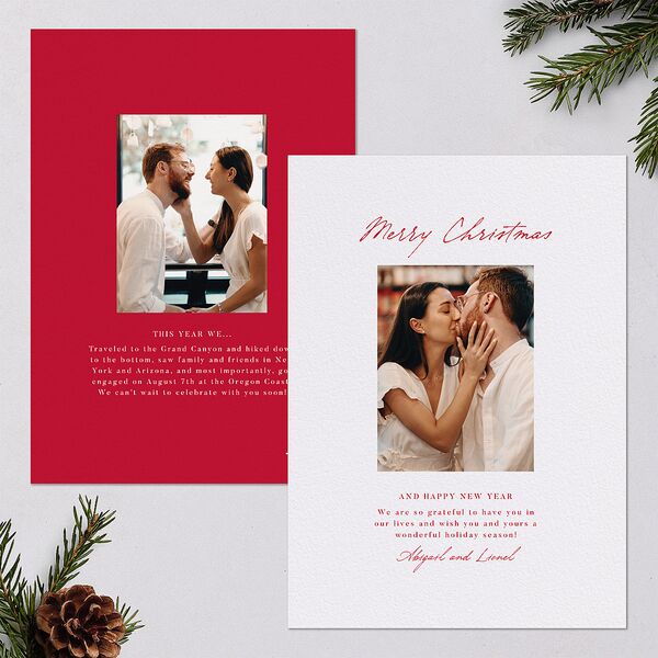 Ballpoint Holiday Holiday Cards Ruby Signature Blank Standard Portrait