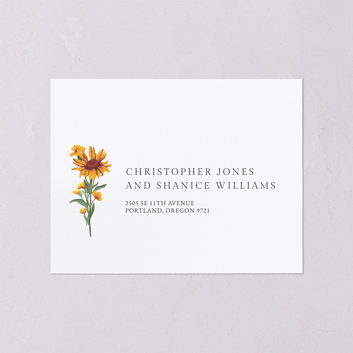 Wild Daisies All-in-One Wedding Invitations Buttercup Signature Light Both Recipient and Return Addresses No