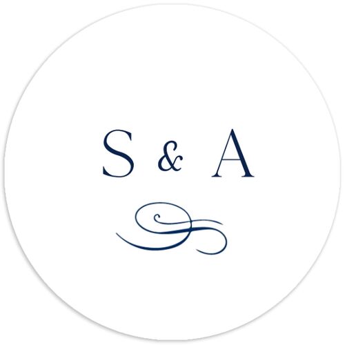 Flourishing Love Wedding Stickers Navy Circle