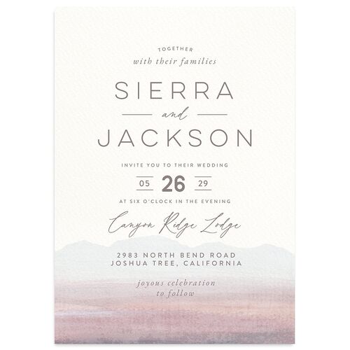 Painted Desert Wedding Invitations Lilac Signature Blank No Standard