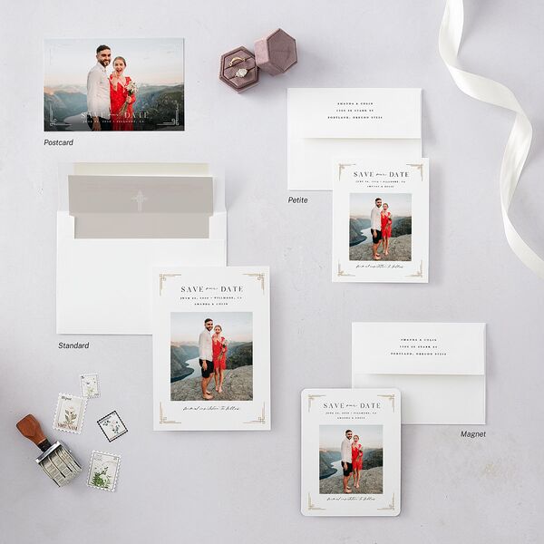 Church Cross Save The Date Postcards Pure White
