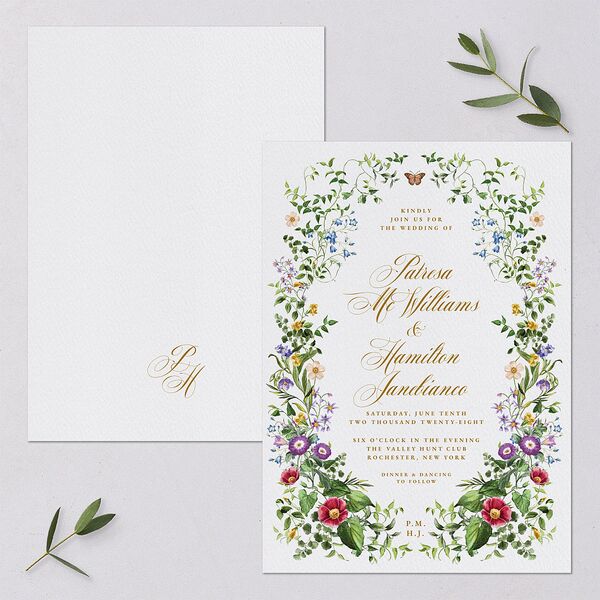 Opulent Garden Wedding Invitations Scottish Green Signature Blank No Standard