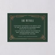 Ornate Elegance Wedding Event Detail Cards Rose Gold Dark Emerald Signature