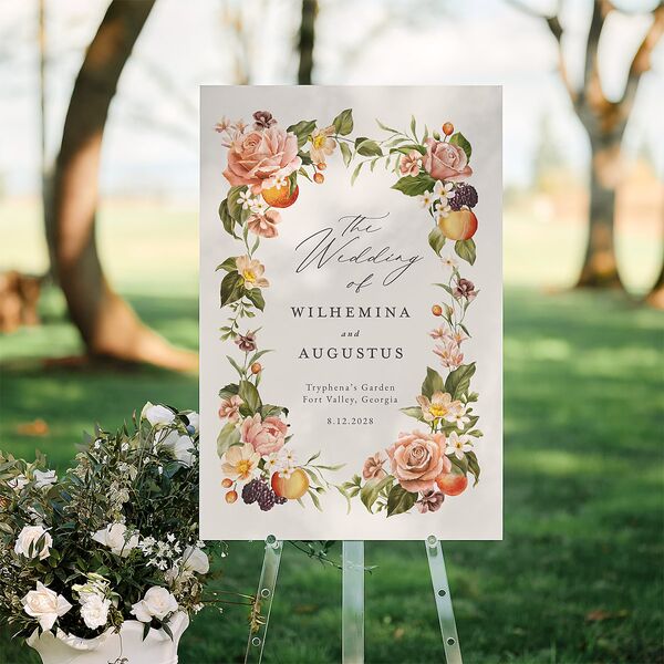 Botanical Citrus Garden Standard Welcome Sign Large Rose Gold Standard Indoor Foam Core L Welcome