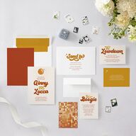 Disco Love Wedding Invitations Red Clay Signature Blank No Standard