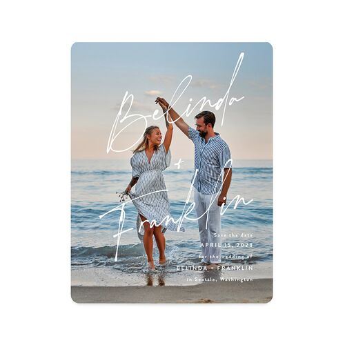 Modern Script Names Save The Date Magnets Navy Magnet Paper