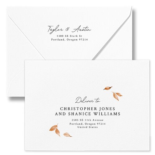 Leafy Garland Foil Wedding Invitation Euro Envelopes White Midnight Return Address Luxe Signature