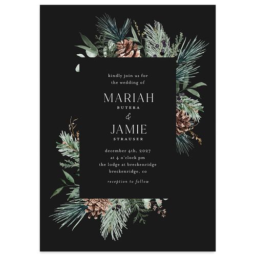 Rustic Pine Wedding Invitations Charcoal Signature Blank No Standard