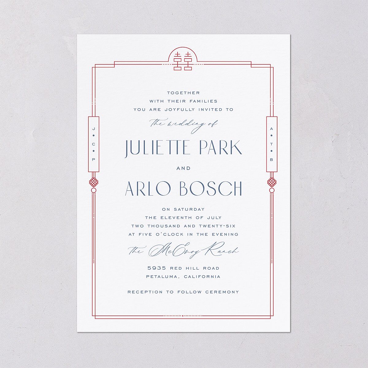 Eternal Devotion Wedding Invitations Garnet Signature Blank No Standard