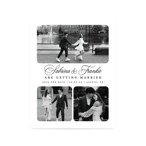 Modern Classic Picture Portrait Save The Date Magnets Pure White Magnet Paper