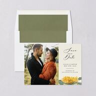Sunflower Save The Date Cards Cream Signature smooth Blank No Standard