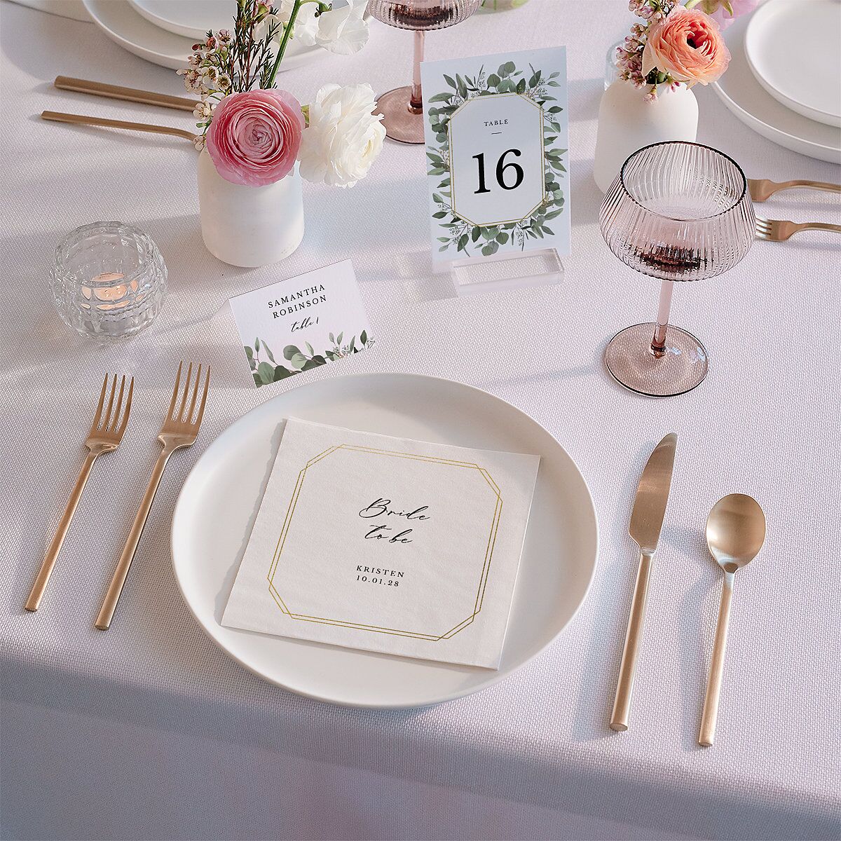 TEST Eucalyptus Frame Bridal Luncheon Napkins — view 2