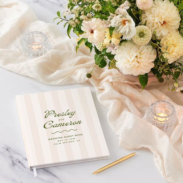 Cabana Stripes Guest Books Olive