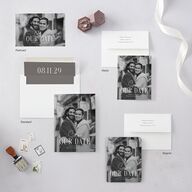 Timeless Lockup Save the Date Cards Pure White Signature smooth Blank No Standard