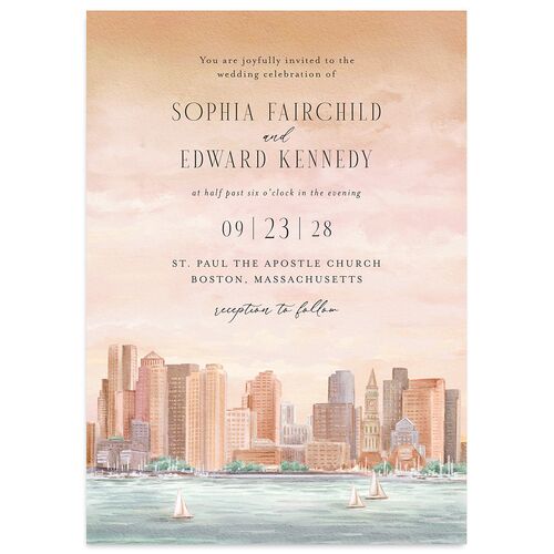 Boston Skyline Wedding Invitations Espresso Signature Blank No Standard