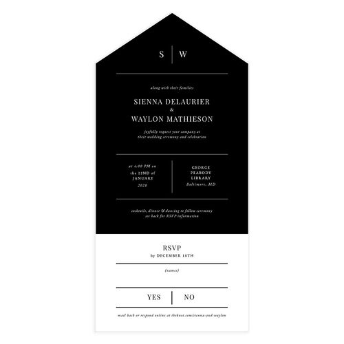 Classic Line All-in-One Wedding Invitations Midnight Signature Light Both Recipient and Return Addresses No