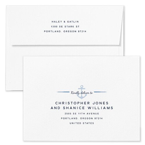 Vintage Nautical Wedding Invitation Envelopes Terracotta French Blue Return Address Standard Signature