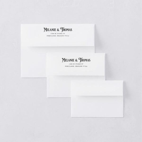 Steampunk Vintage Thank You Card Envelopes Charcoal White Both Recipient and Return Addresses Signature Standard