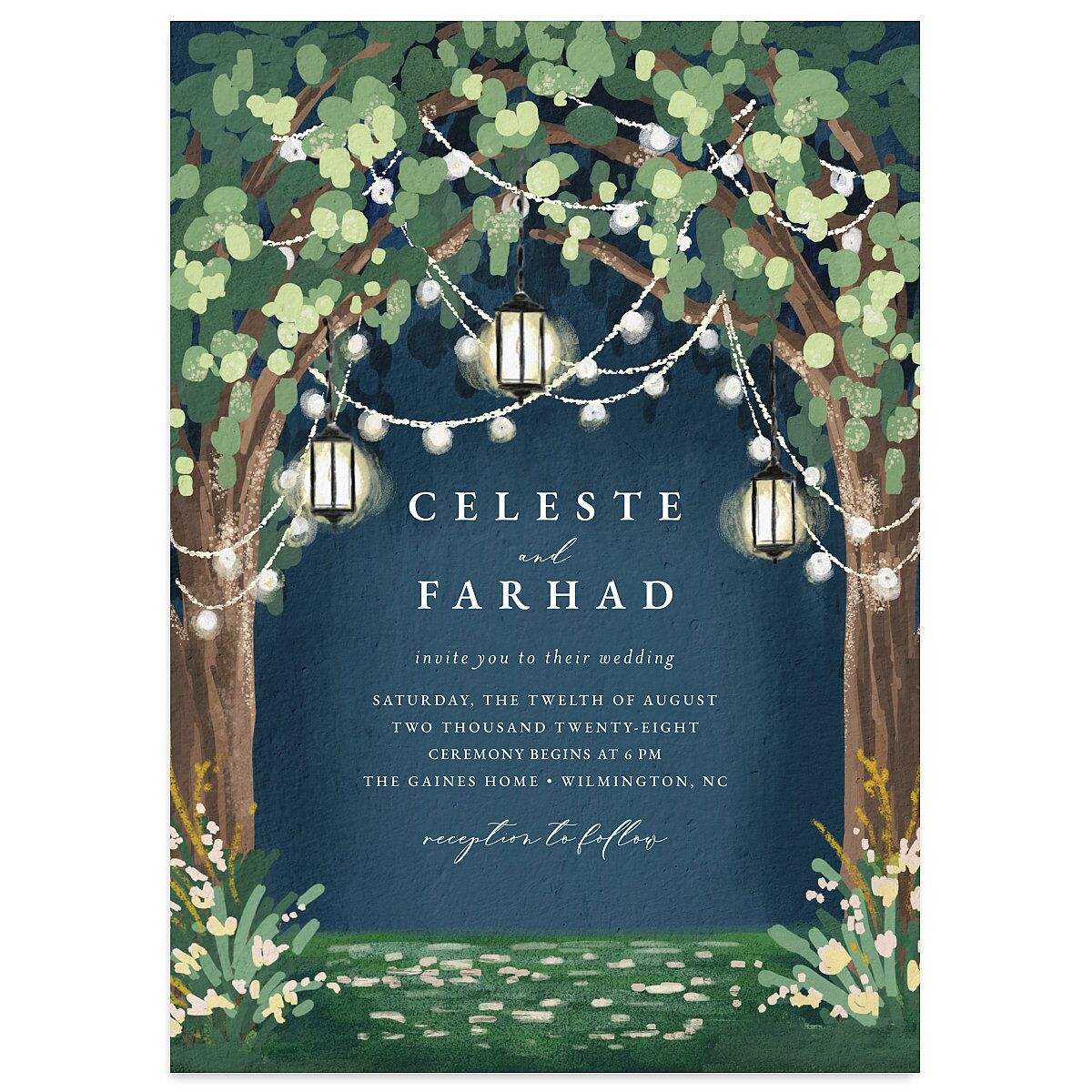Illuminated Trees Wedding Invitations
