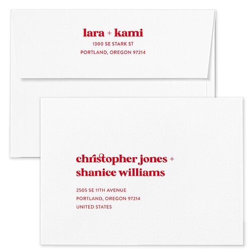 Vibrant Bold Wedding Invitation Envelopes Blue Ruby Return Address Standard Signature