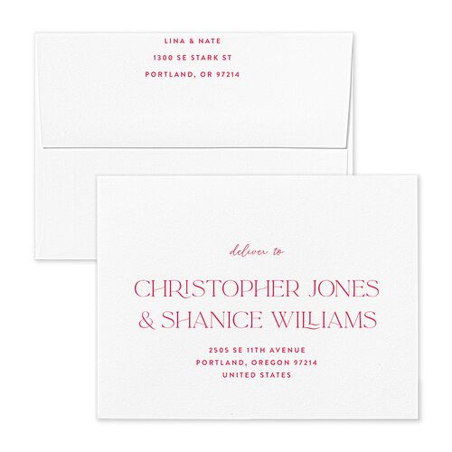 Hawaiian Tropical Orchid Oval Thank You Card Envelopes White Crimson Both Recipient and Return Addresses Signature Standard