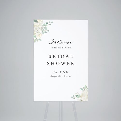 Elegant Hydrangea Bridal Shower Standard Welcome Sign Large Off-White Standard Indoor Foam Core L Welcome