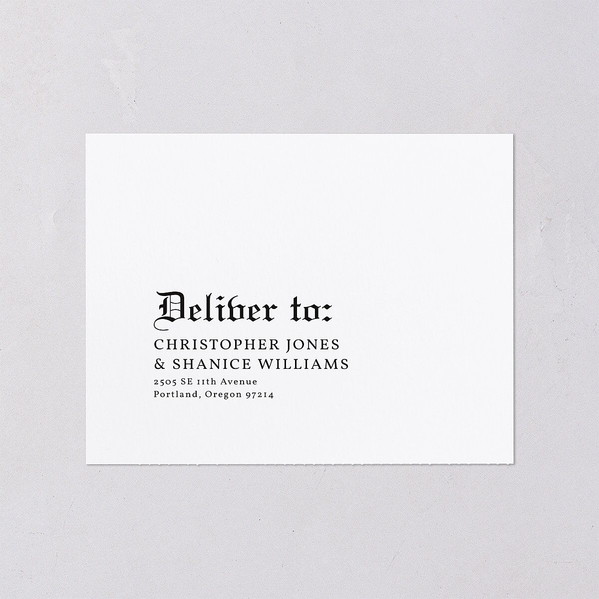 Minimalist Gothic Photo All-in-One Wedding Invitations Ivory Signature Light Both Recipient and Return Addresses No