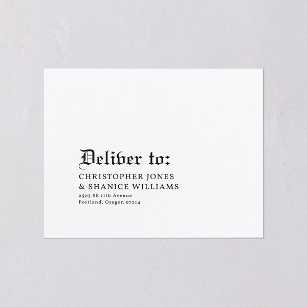 Minimalist Gothic Photo All-in-One Wedding Invitations Ivory Signature Light Both Recipient and Return Addresses No