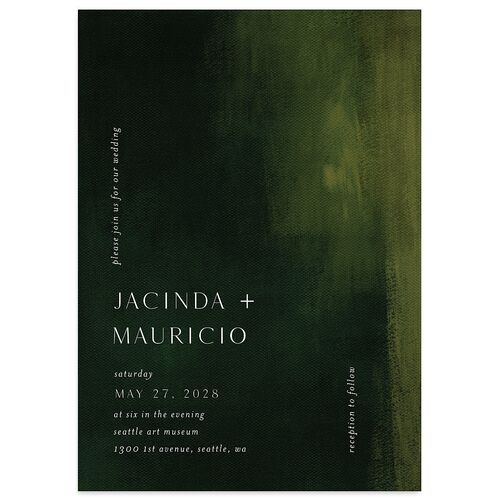 Modern Canvas Wedding Invitations Dark Navy Signature Blank No