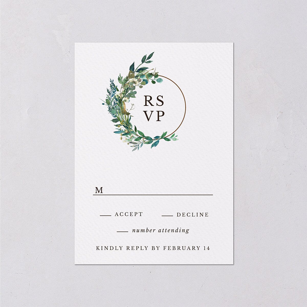 Leafy Hoops Wedding Response Cards — view 1