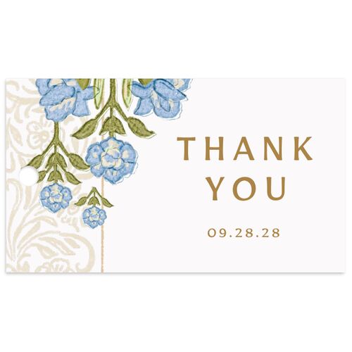 Indian Botanical Blooms Favor Gift Tags French Blue Signature