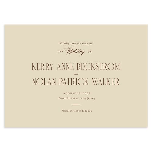 Cosmopolitan Save the Date Cards Sepia Signature smooth Blank No Standard