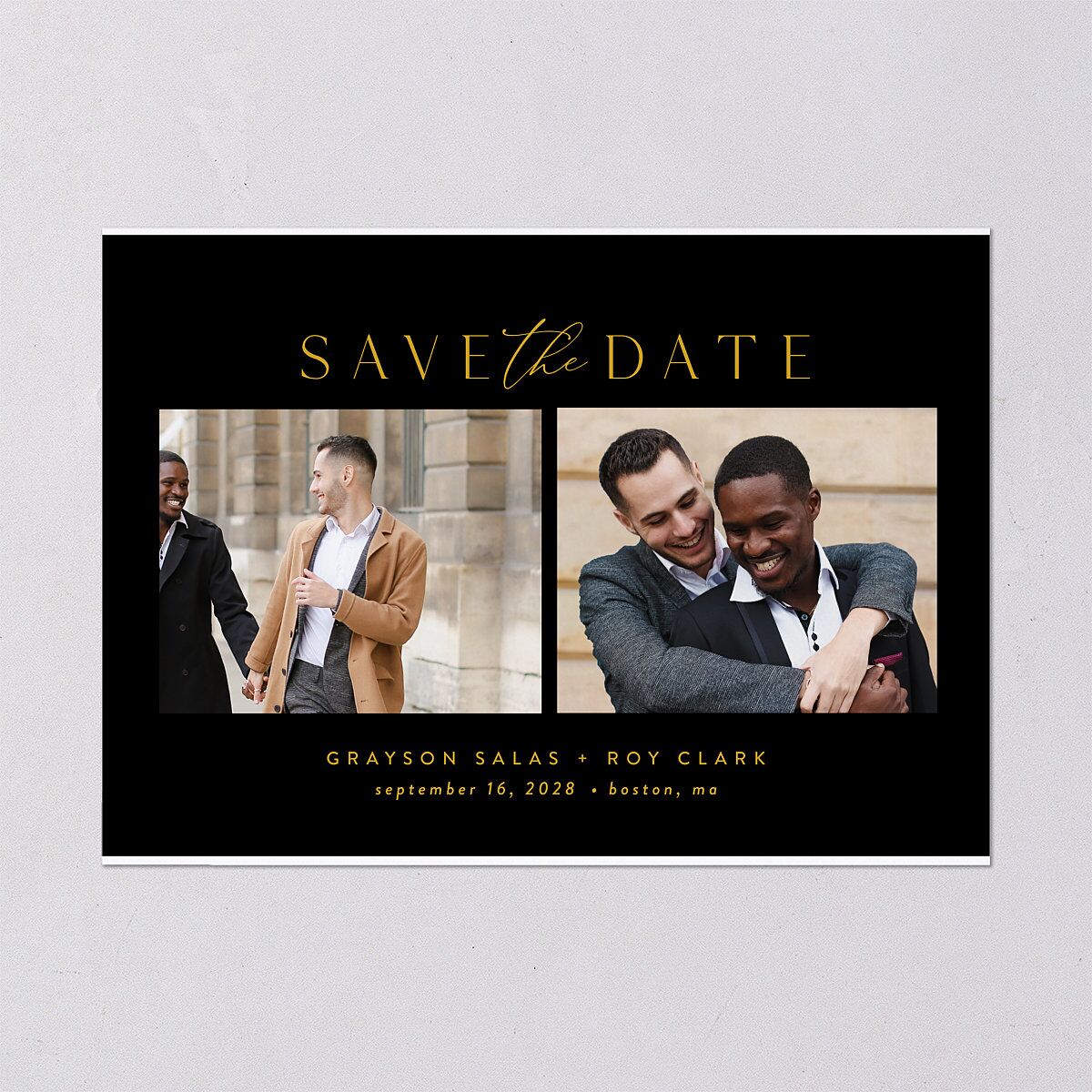 Elegant Grid Save the Date Cards Licorice Signature smooth Blank No Standard