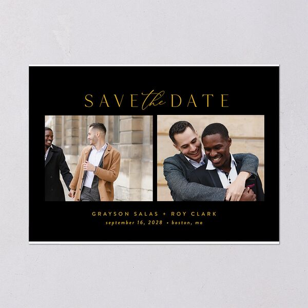 Elegant Grid Save the Date Cards Licorice Signature smooth Blank No Standard