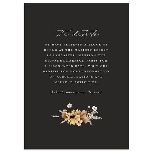 Bohemian Garden Wedding Event Detail Cards Charcoal Signature Standard