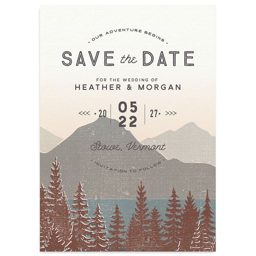 Vintage Mountain Save The Date Cards Espresso Signature smooth Blank No Standard