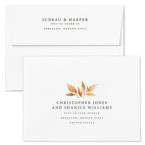 Autumn Frame Wedding Invitation Envelopes Kraft Raw Sienna Return Address Standard Signature