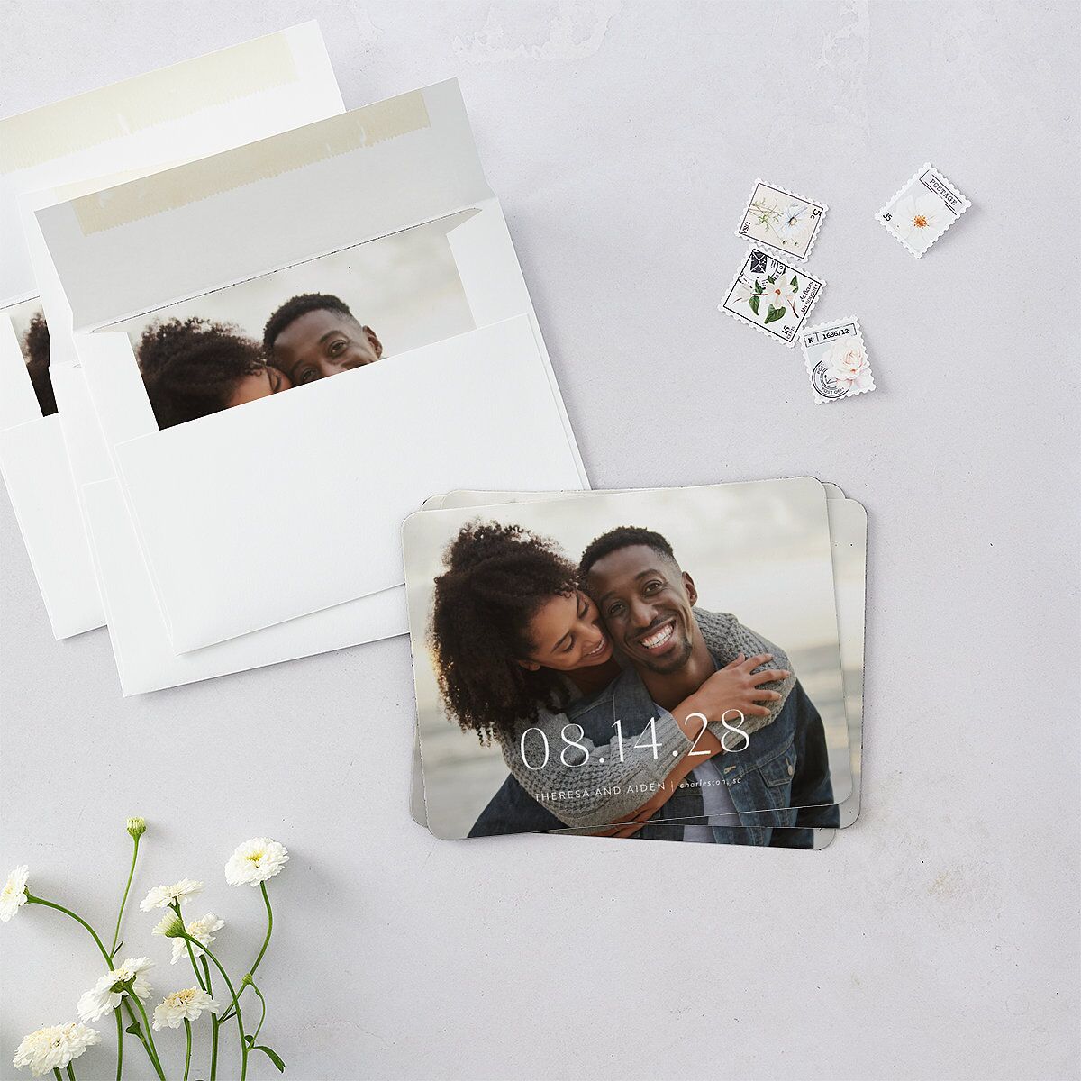 Simply Refined Photo Save The Date Magnets Barely Peach Magnet Paper