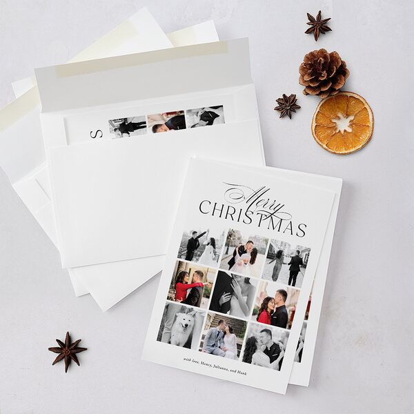 Merry Gallery Holiday Cards Pure White Signature Blank Standard Portrait