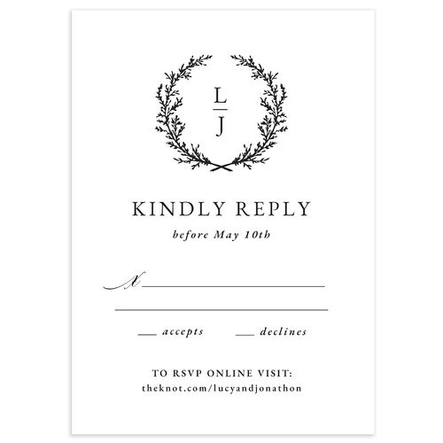 Branches Monogram Wedding Response Cards Charcoal Signature Standard