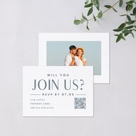 Destination Photo Poster QR Code RSVP Cards Dusty Blue Signature Standard
