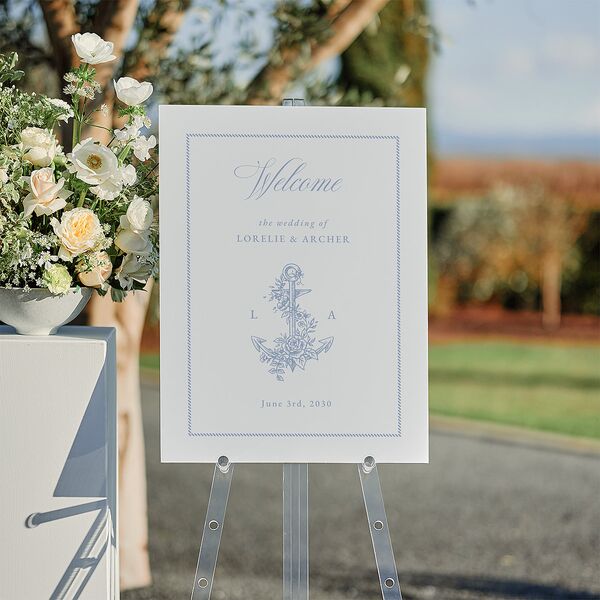 Coastal Oysters and Anchors Standard Welcome Sign Medium Sea Blue Standard Indoor Foam Core M Welcome