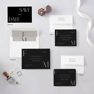 Modern Initials Save the Date Petite Cards Midnight Signature smooth Blank No Standard