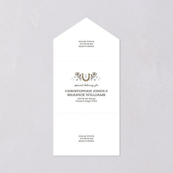 Southwestern Nouveau All-in-One Wedding Invitations Red Clay Signature Light Both Recipient and Return Addresses No