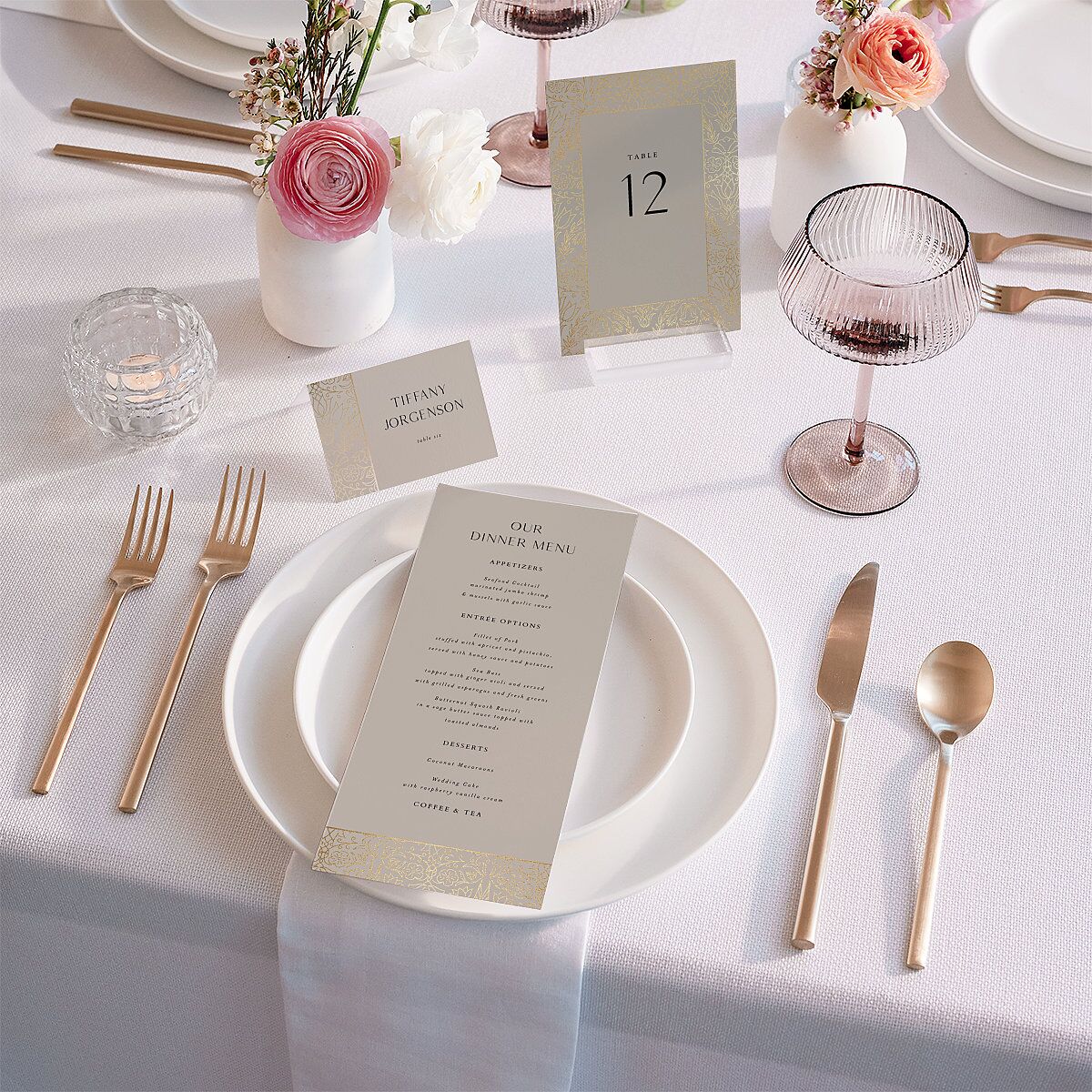 Ornate Regency Table Numbers Gold Taupe Signature