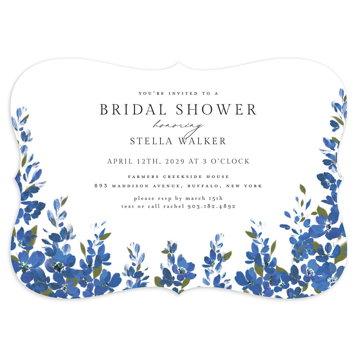 Delphinium Crest Bridal Shower Invitations